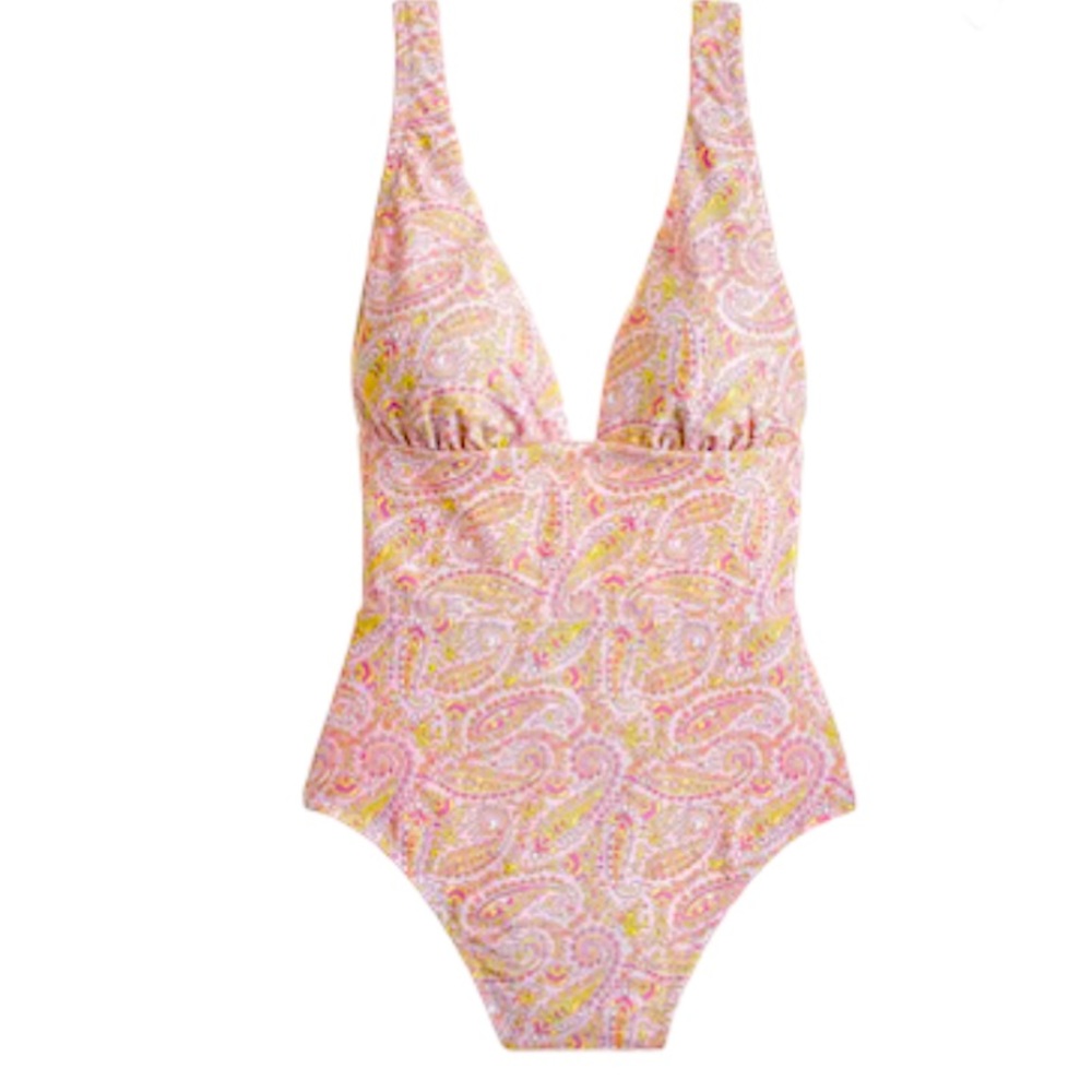 J Crew Eco Plunge V-neck One-Piece in Beach Paisley NWT 8